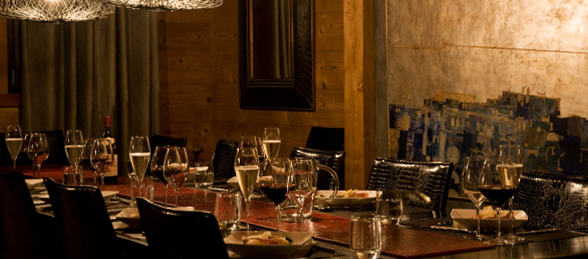 Dining at a luxury catered ski chalet